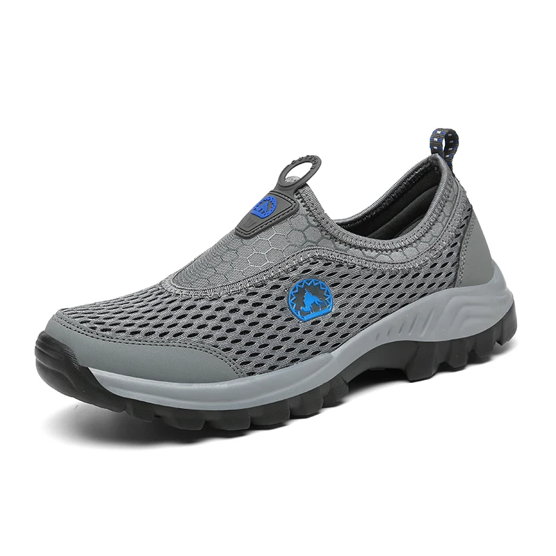 

Big Size 39-46 Hiking Shoes Men Mesh Breathable Walking Sneakers Comfortable Camping Shoes Convenient Slip-On Outdoor Sneakers