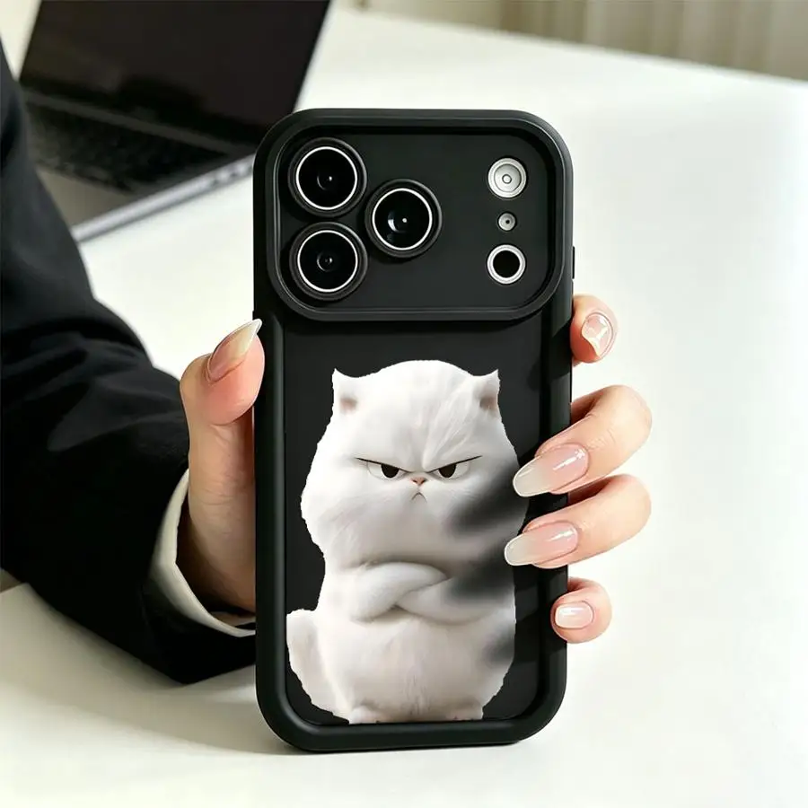 Фото Чехол для телефона с мультяшным черным котом для Apple iPhone 17 Pro Max XS 12 16e 14 Plus 16 15 Air XR 13 Mini 11 №5