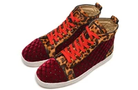 new mens casual shoes red round toe crystal sneakers red sole mens loafers high top sneakers