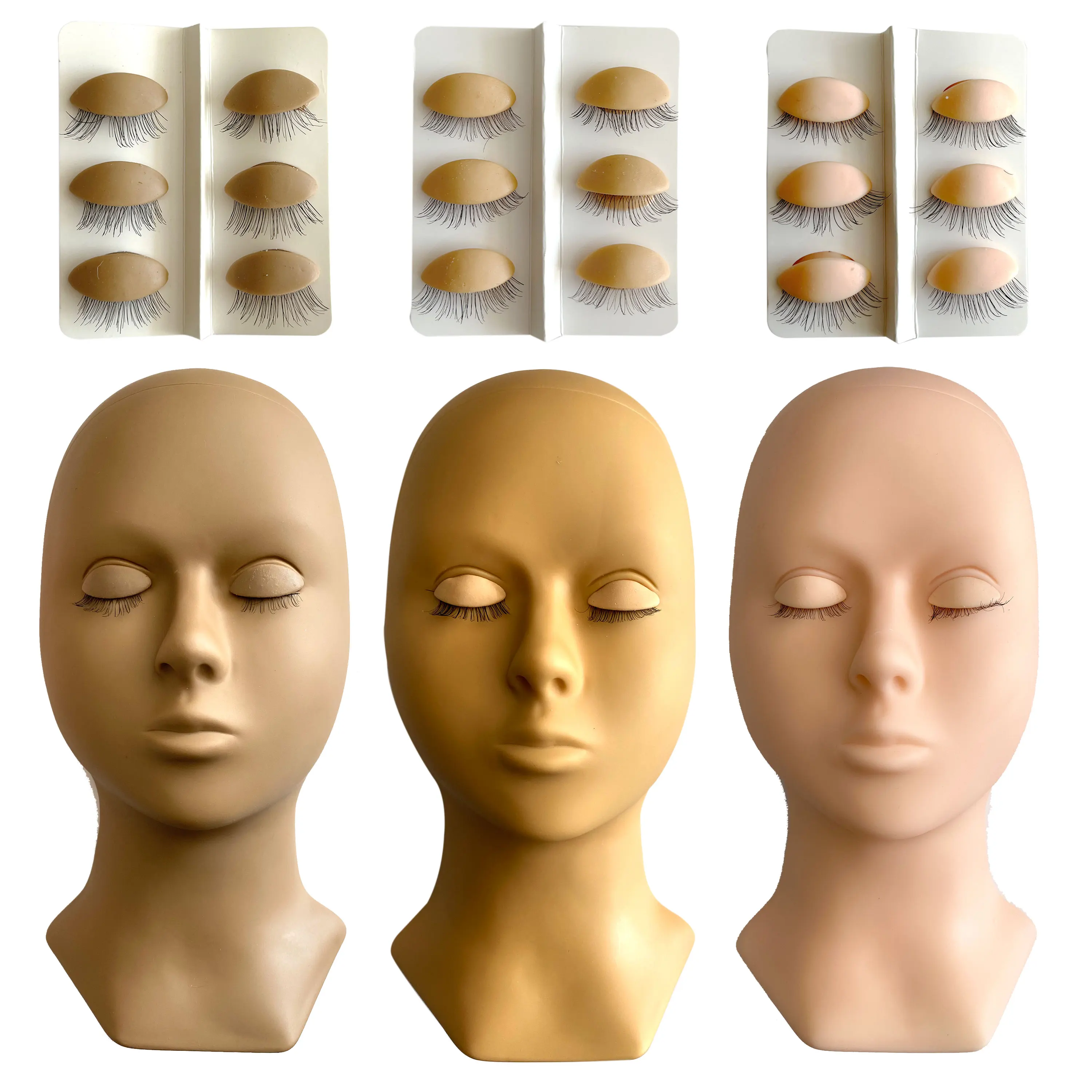

Training Makeup Model Head Grafting Eyelash Extension Nude Light Brown Mold Eyelid Practice Tools Replaceable Eyelids Silicone