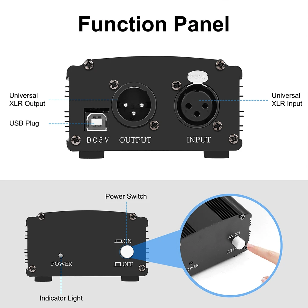 Microphone Power Supply 48V Karaokes Electronic Recording Mic Adapter Replacement Theater Computer Musical Connector