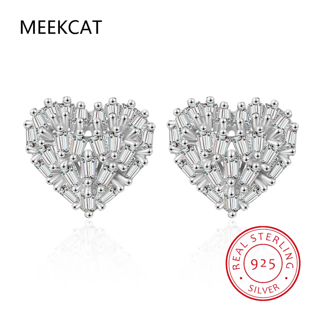 

Женские серьги-гвоздики из серебра 100% пробы с фианитом