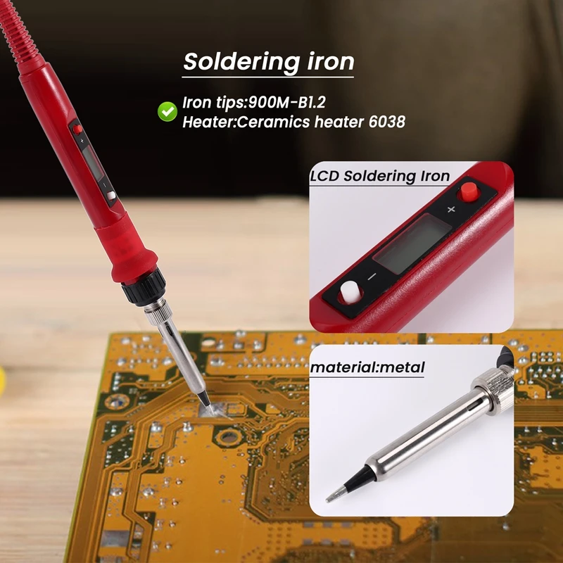 Электрический паяльник с регулируемой температурой 220 В 80 Вт ЖК-дисплей