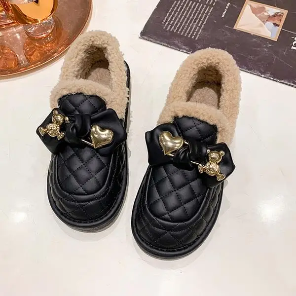 

Bow-Knot Shoes Woman Comfortable And Elegant Round Toe Clogs Platform Female Footwear Butterfly New Winter Creepers Dress Med So