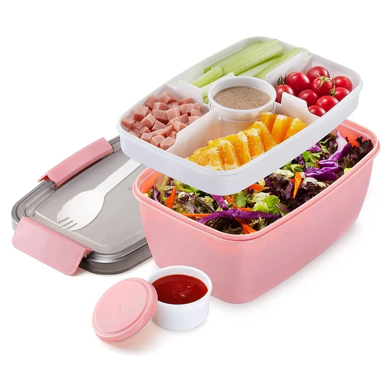 

Adult Lunch Box, 2000 Ml, Lunch Box With Compartments, 2-Tier Salad Box To Go, Large, Sustainable, Leak-Proof