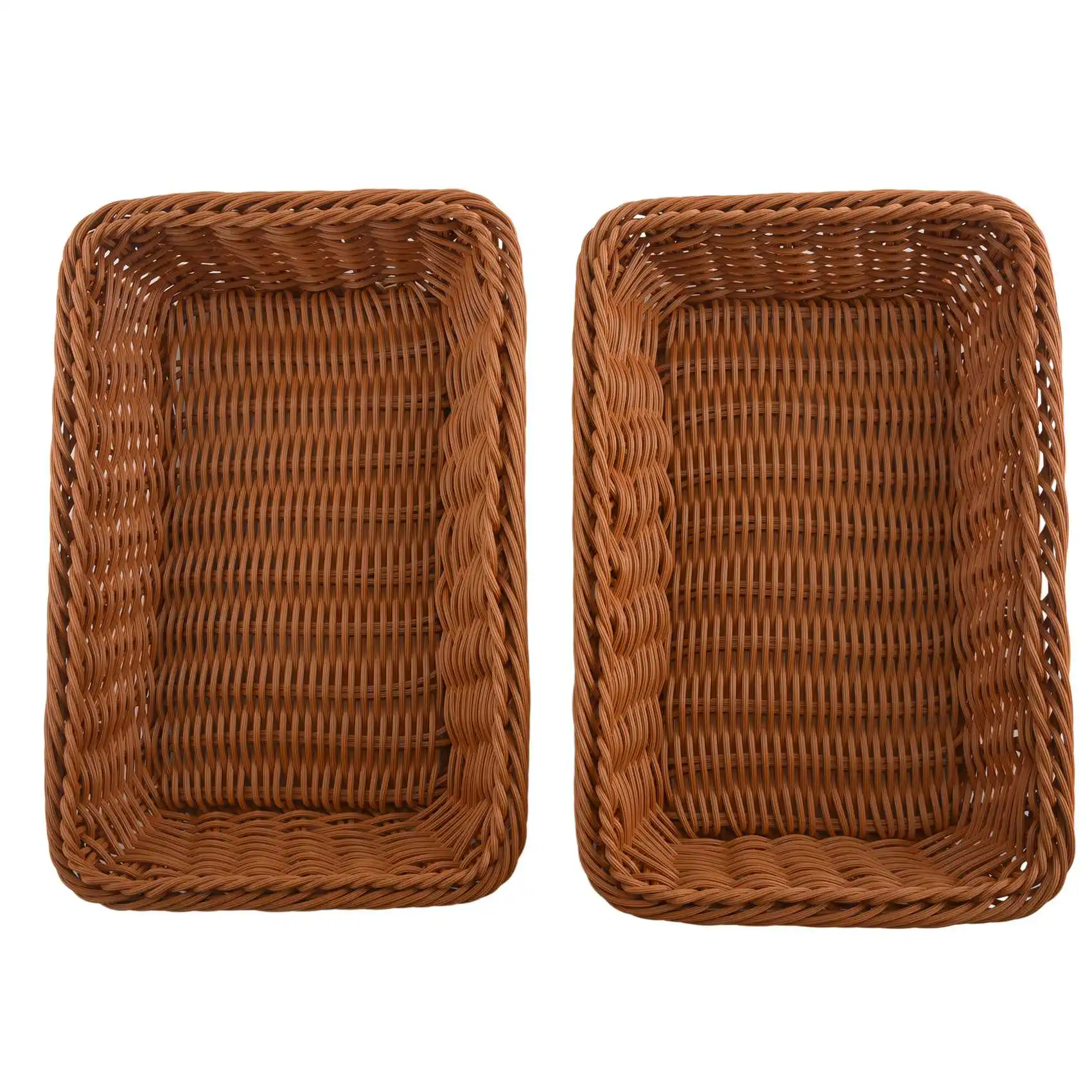 

2 Pcs Rectangular Basket for Table or Counter Display for Bread,Fruits and Vegetables Wicker Baskets for