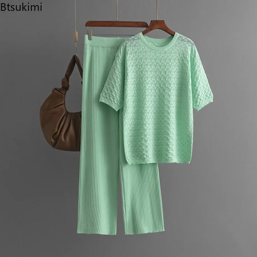 Новинка 2024 года женские летние комплекты из 2 предметов для отдыха однотонные