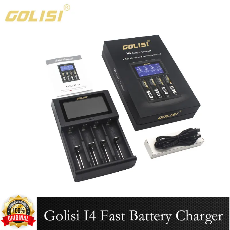 

Оригинальное зарядное устройство Golisi I2 I4 2.0A ЖК мини интеллектуальное зарядное устройство для литий-ионных аккумуляторов 18650 20700 26650 AA AAA