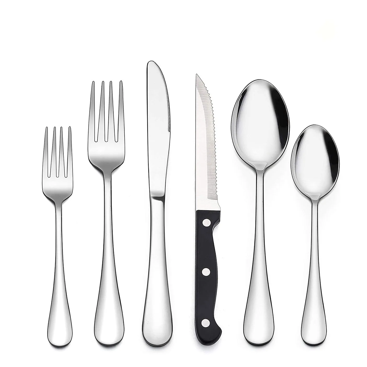 

24 Pieces Stainless Steel Cutlery Set 4 People Use Flatware Restaurant Household Dinnerware Dinner Fork Steak Knife