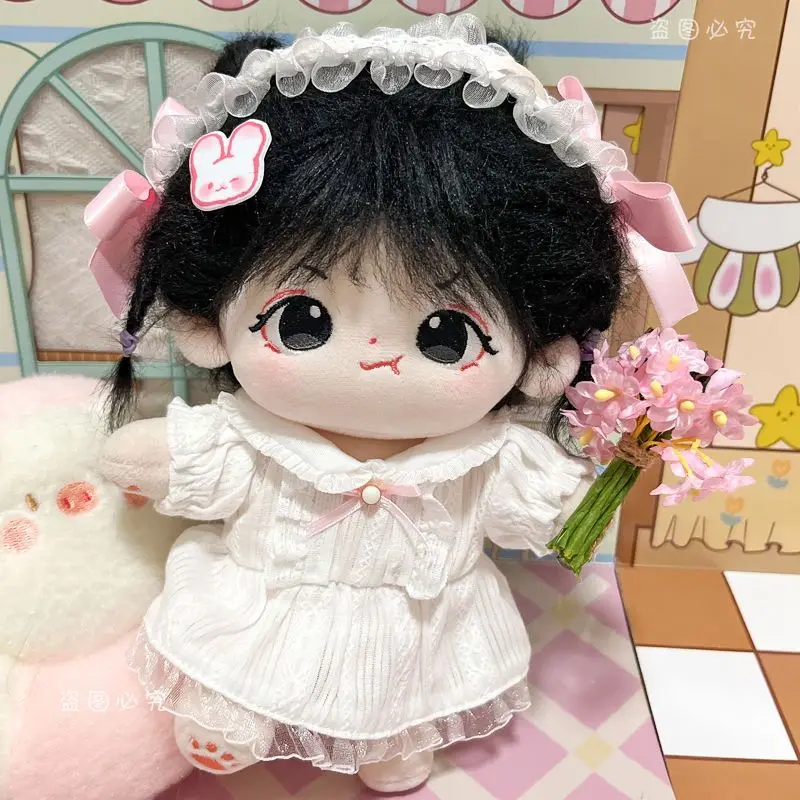 Одежда для кукол из хлопка белое платье 20 см с бантом на бретелях куклы без