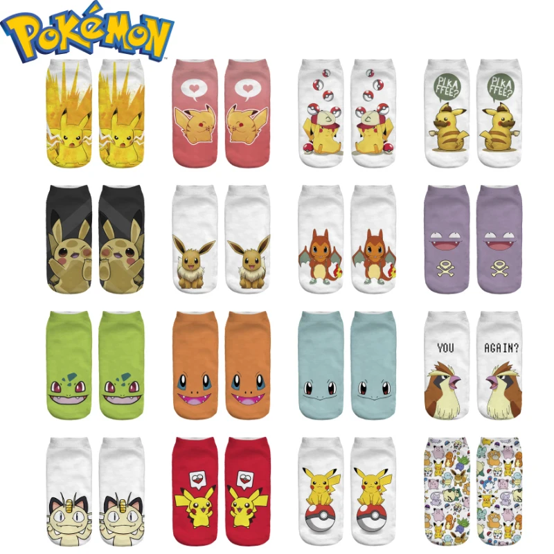 

Pokemon Pikachu Cartoon Game Cotton Socks Pokemon Go Squirtle Charmander Bulbasaur Anime Men Women Christmas Gifts Funny Sock