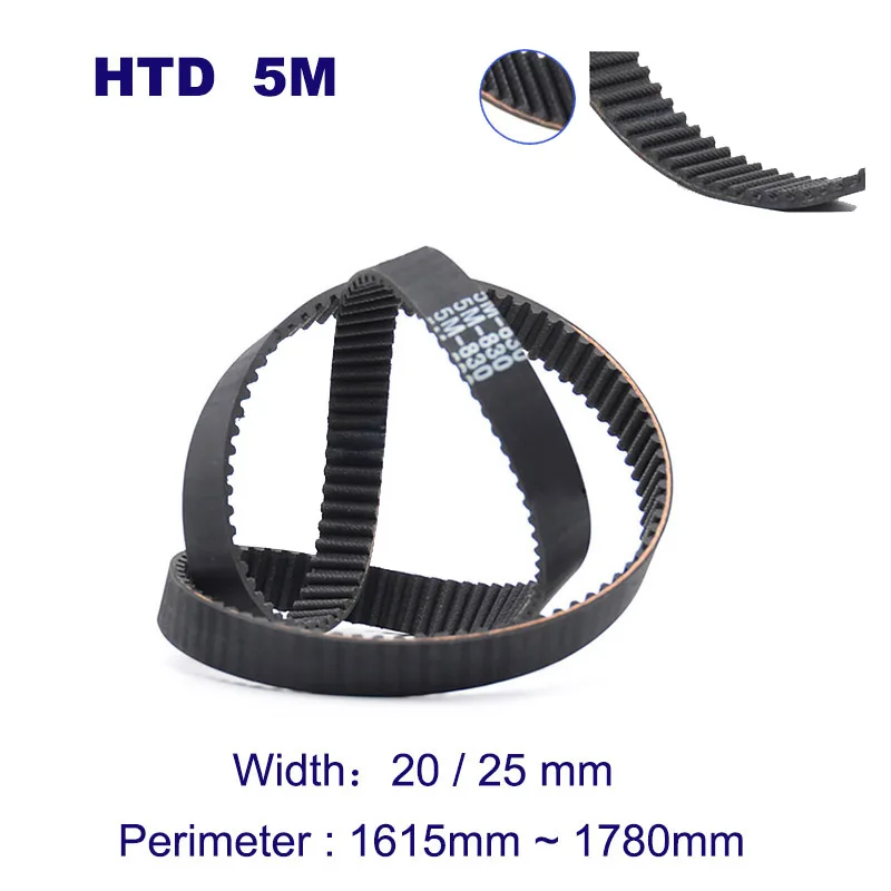 

HTD 5M Timing Synchronous Belt Width 20 25mm Pitch 5mm Rubber Perimeter 1615 1635 1685 1690 1700 1720 1730 1745 1750 1760 1780mm