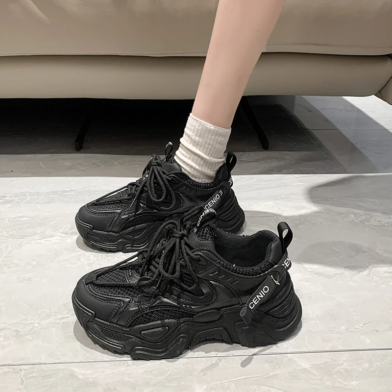 

Женские кроссовки на шнуровке, однотонные уличные кроссовки на вулканизированной подошве, Новинка лета 2023