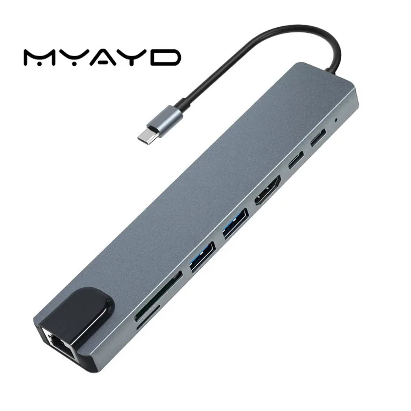 

8 in 1 Type C Hub Docking Station 4K HDMI Output RJ45