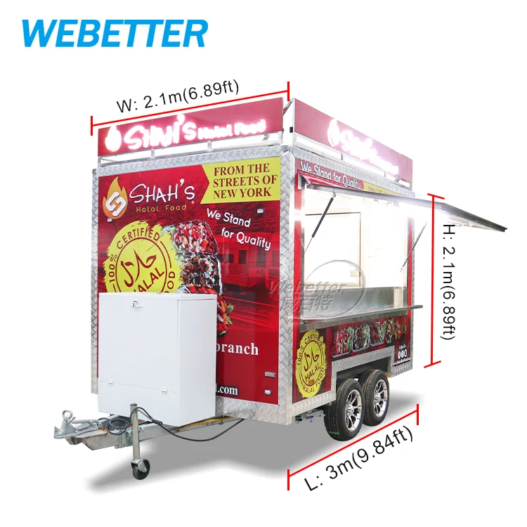 WEBETTER Маленькая мобильная кухня Remorque Food Truck Trailer Мини-квадратный гамбургеры Пицца