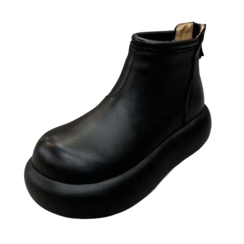 Женские ботильоны на плоской подошве и платформе повседневная кожаная обувь