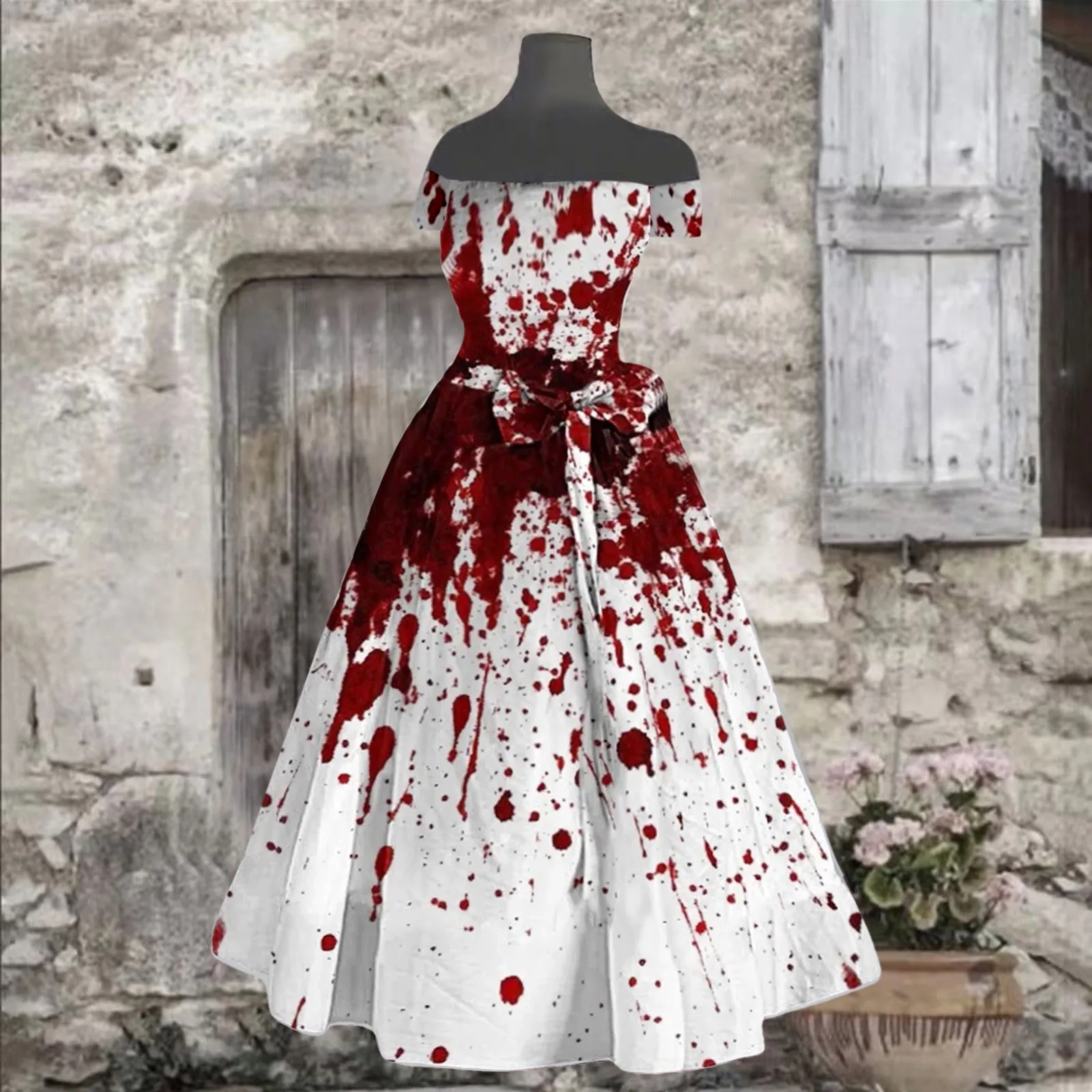 Костюмы на Хэллоуин расклешенное платье с кровавым принтом женская туника