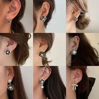 vintage camellia rose dripping oil cz stud earrings for women fashion flower drops pearl earrings 2022trendy accessories jewelry