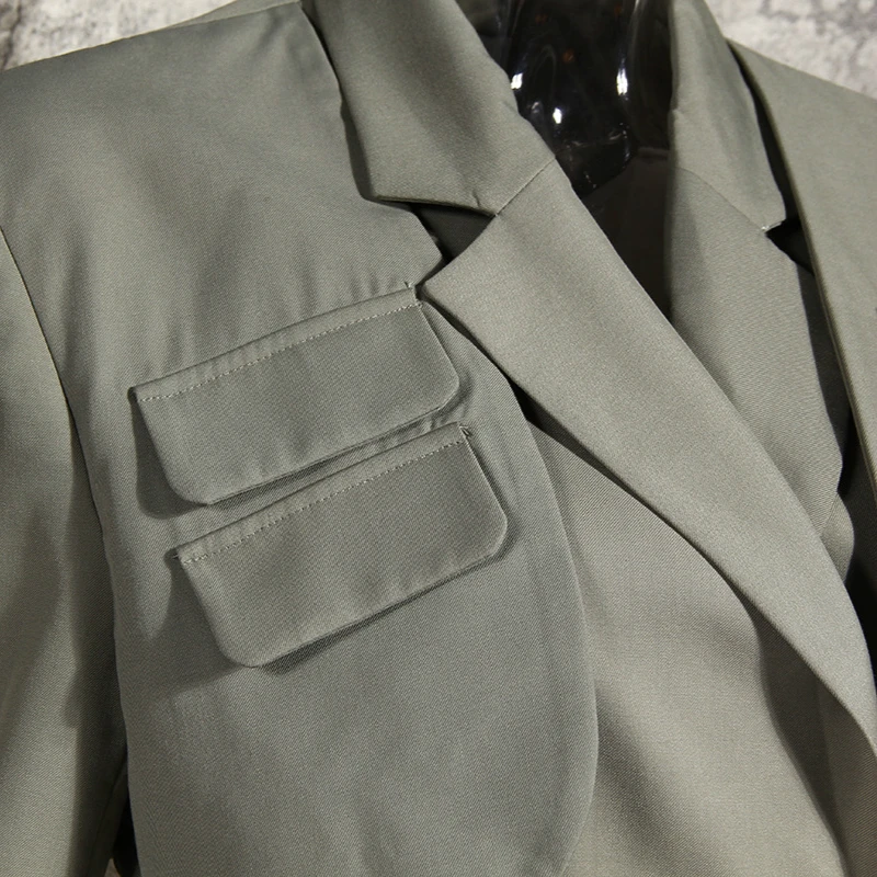 2022 Autumn Women Blazer Two Piece Suit Bandage Short Style Top and Irregular Pleated Mini Skirt Fit Fire Business Set