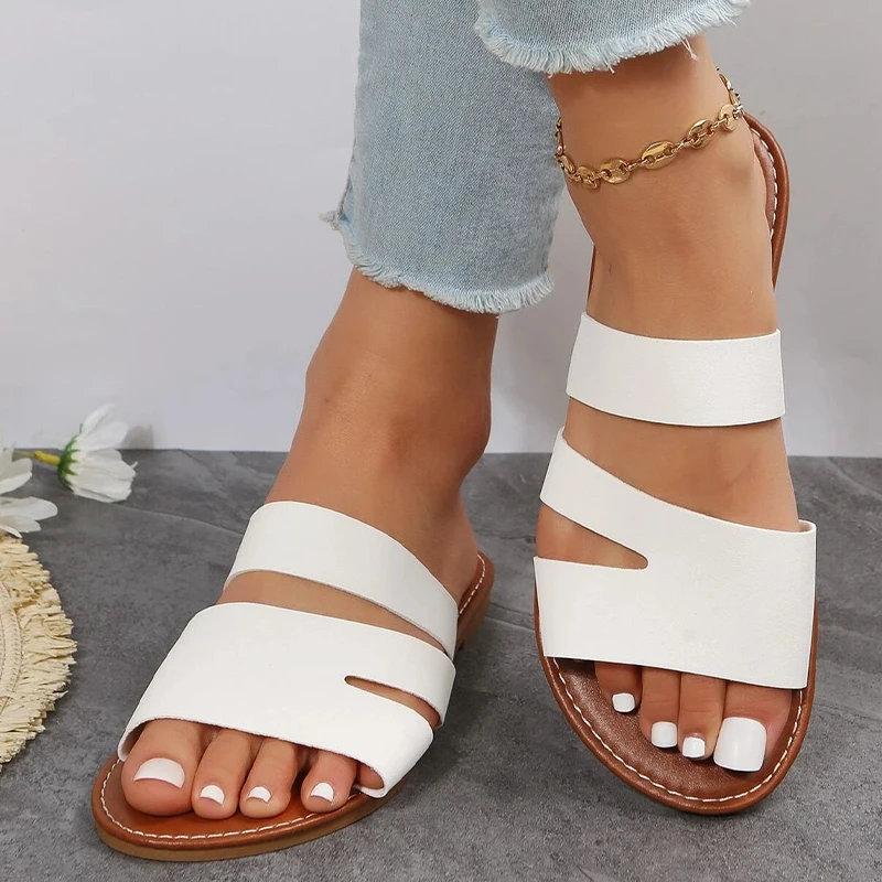 2023 New Fashion Women Sandals Hollow Design Vacation Summer Outdoor Fashion Office-Ladies Flats Ankle-Strap Casual Female Shoes