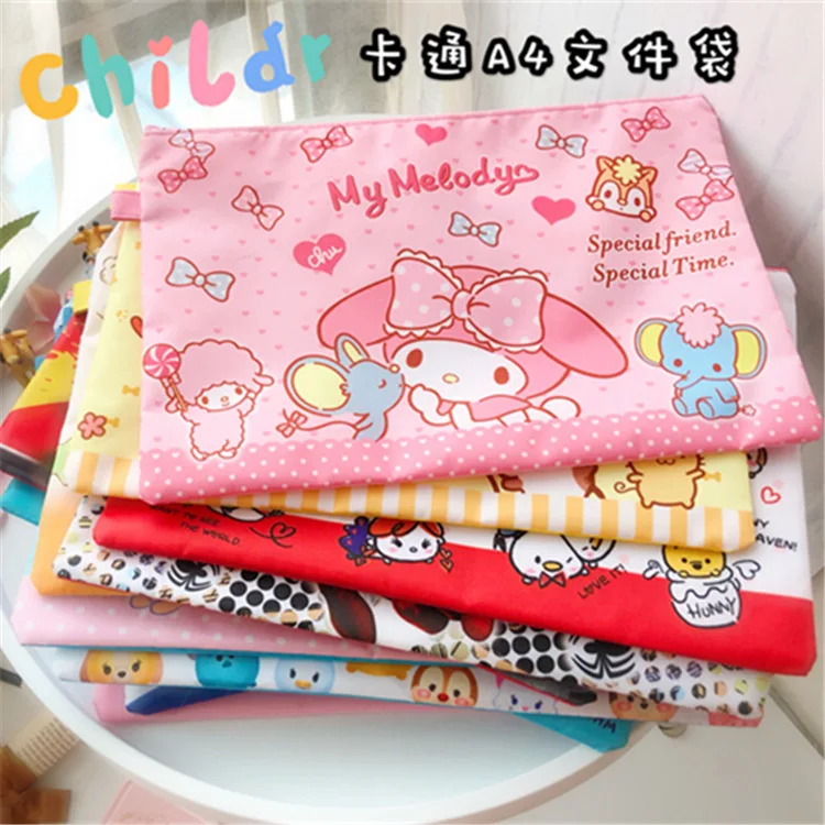 

Cartoon Stitch Melody File Bag A4 Single Zipper Paper Bag Cute Dog Student Textbook Homework Classification Bag Storage Toy