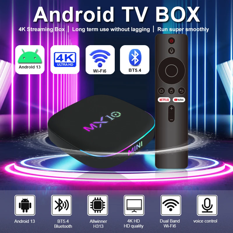 Смарт-приставка MX10 Z4 H313 на Android 13 с 2 ГБ ОЗУ, 16 ГБ ПЗУ, голосовым пультом ДУ, двойным Wi-Fi 6 и сетевым плеером OTT (art.: 3920d7c8490e1) - 3920d7c8490e1