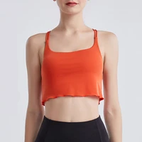2022 new double layer breathable cross yoga vest striped sports underwear womens running fitness beauty back bra wave pattern