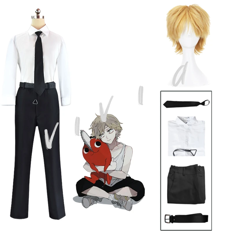 Anime Costumes Anime Chainsaw Man Denji Cosplay Come Wig Public Safety  Devil Hunter Uniform Shirt Tie Pants Suit Pochita Halloween For Men Z0301  From 76,7 €
