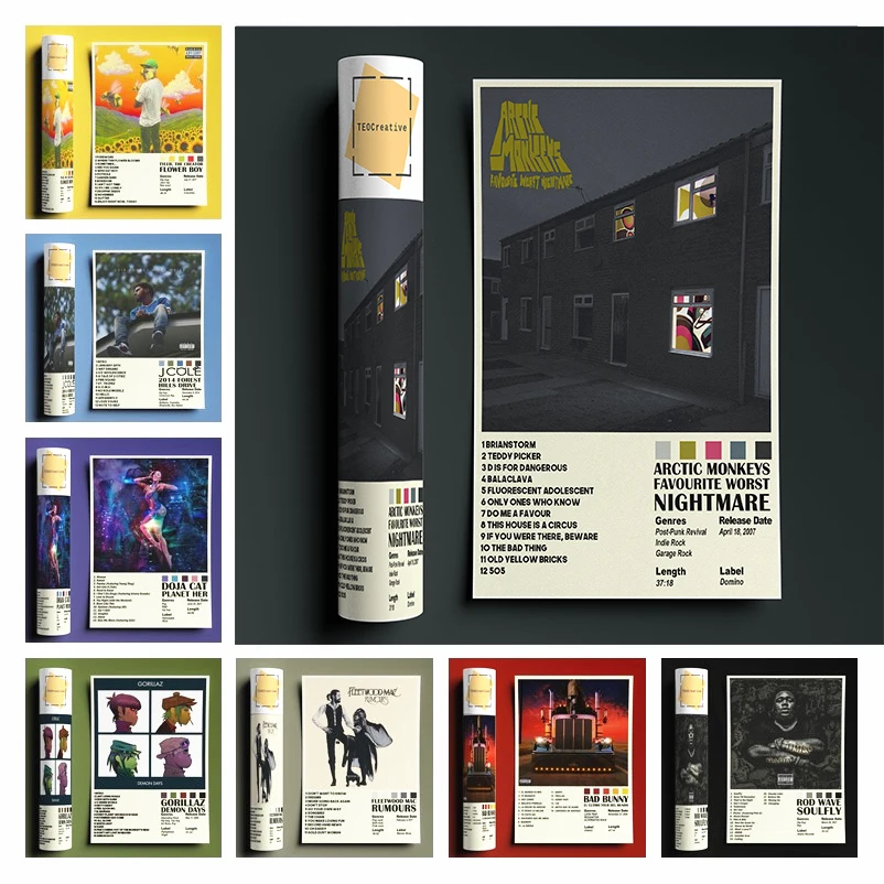 Винтажный постер рэпера в скандинавском стиле эстетичный альбом хип-хоп плохой