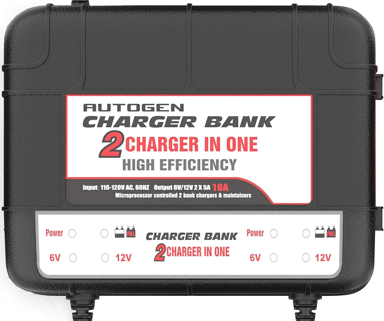 

Marine Charger, 10-Amp (5-Amp Per Bank) Dual Trickle Charger Maintainer, 6V & 12V Onboard Charger and Maintainer