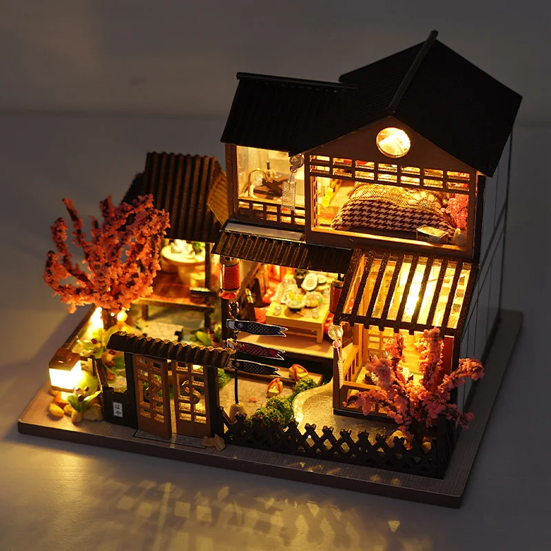 cutebee diy dollhouse japanese style villa kit wooden miniature doll houses for children birthday gift free global shipping