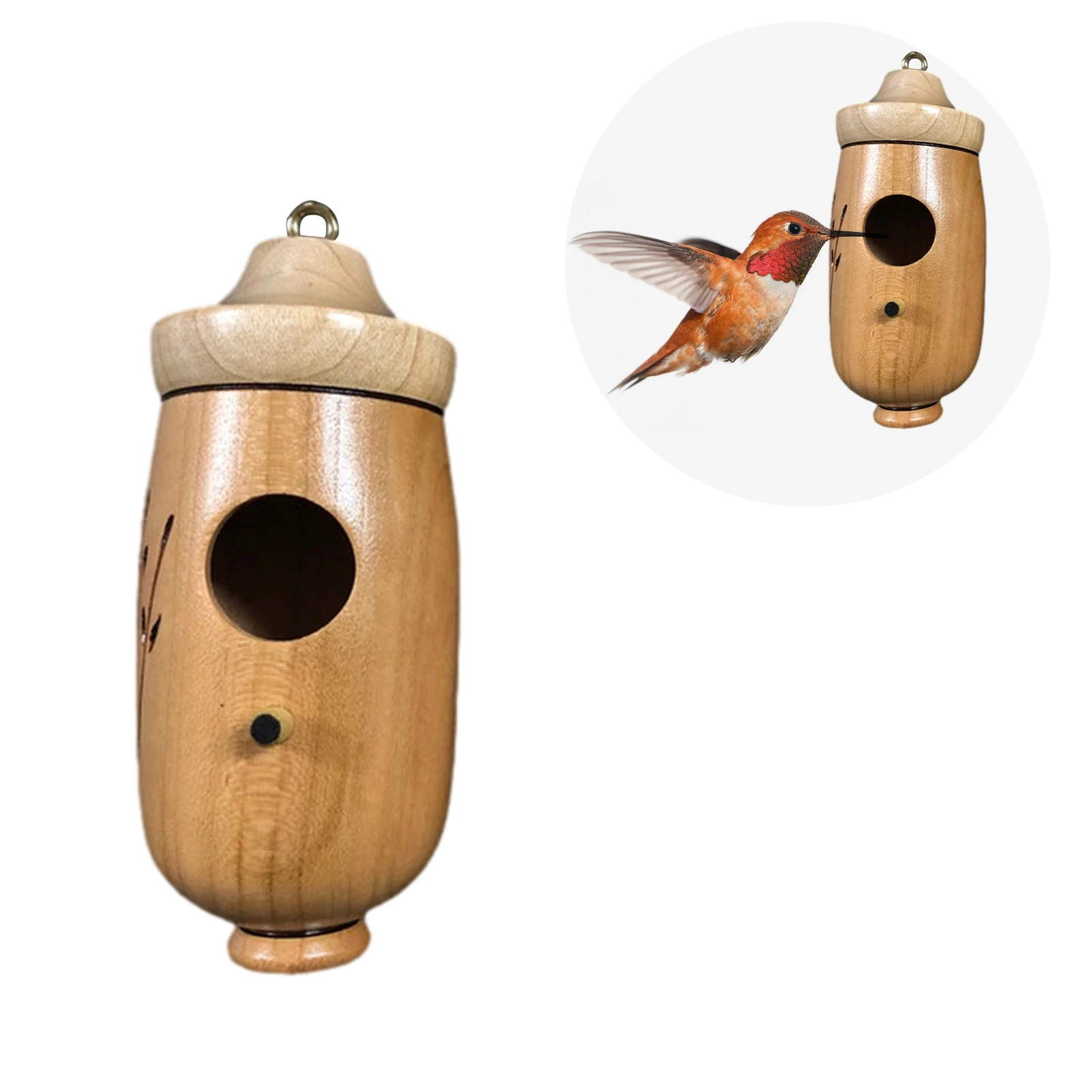 

Wooden Birdhouse Hollowed Breathable Nest Box For Small Birds Rustic Oak Maple Cherry Wood Feeding Birds House Station For