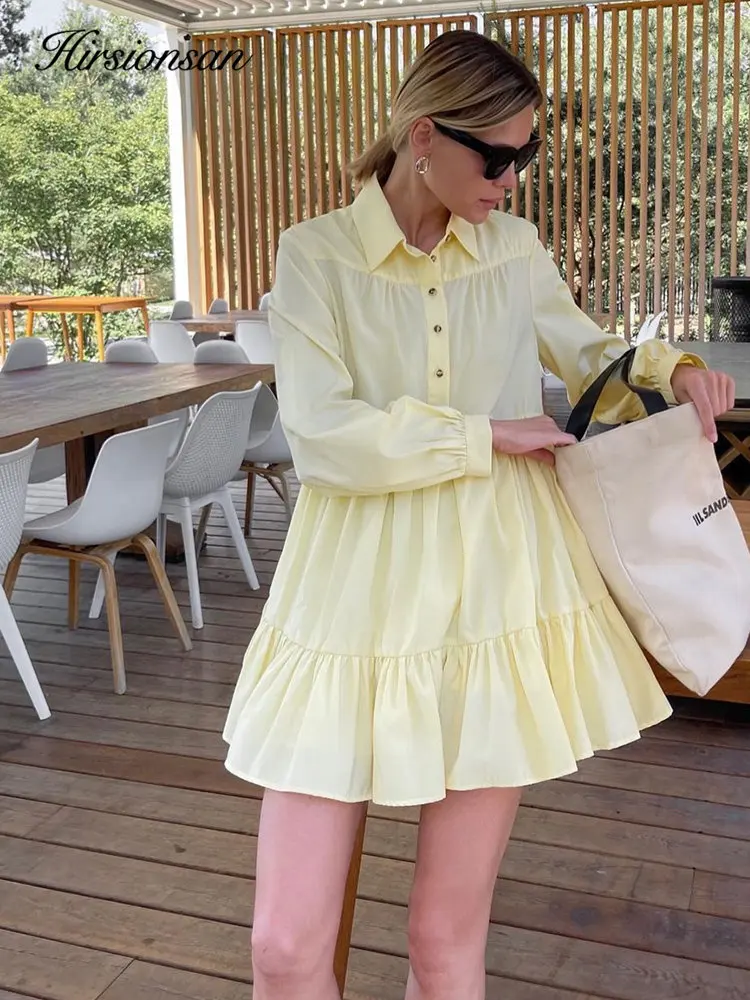 

Платье женское с отложным воротником, длинным рукавом и пуговицами