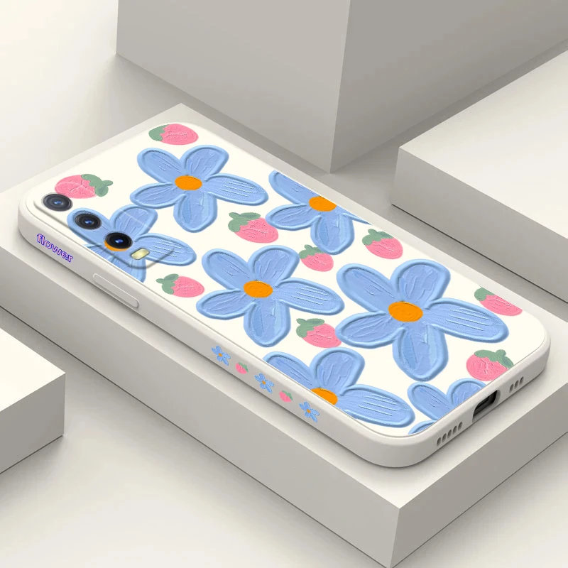 Чехол для телефона для Vivo Y35 Y30 Y50 V20 E V21 V21E V20 V20SE V23E V25 PRO 4G 5G flower purle