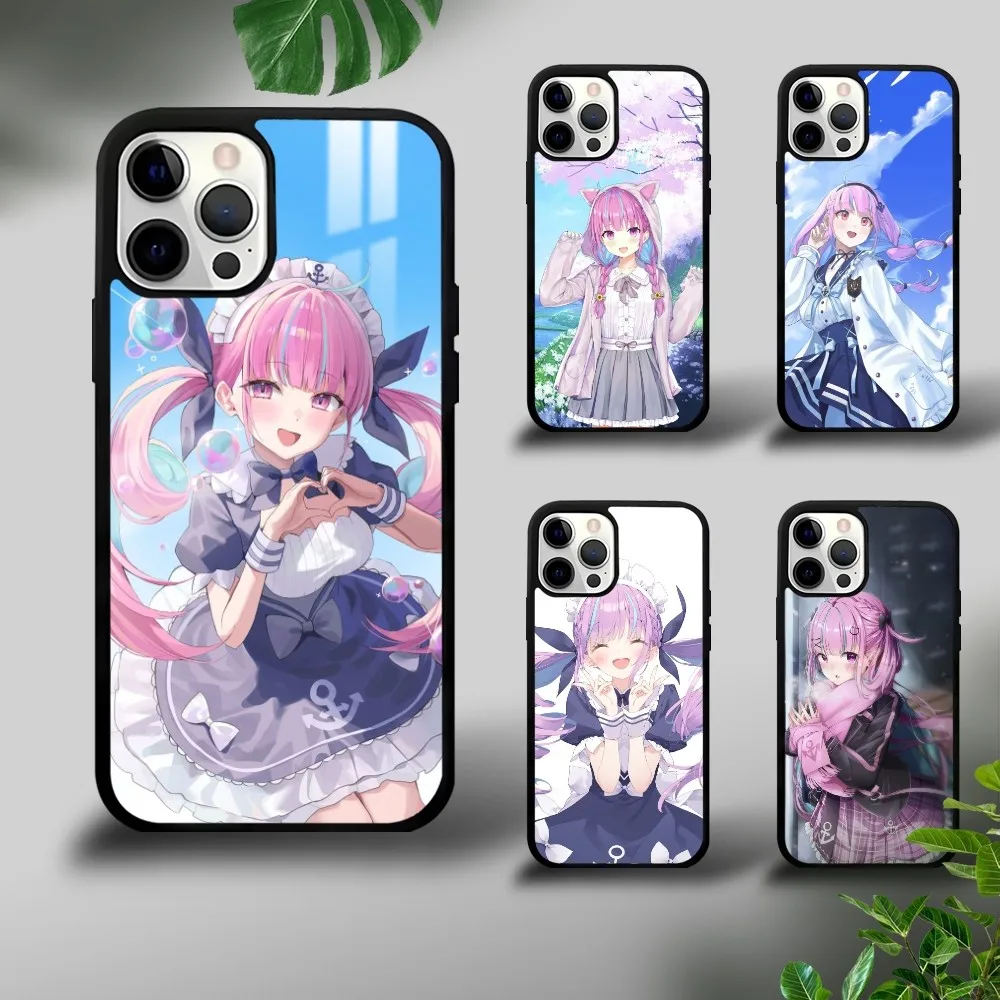 Чехол для телефона Hololive M-Minato Aqua iPhone 16 15 14 13 12 11 Pro Xs Max Mini Plus Celulares Hard Funda