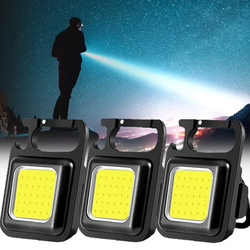 

1/2/3pcs Mini LED Flashlight Multifunctional Work Light Portable Pocket Keychains Light USB Rechargeable Outdoor Camping Torch