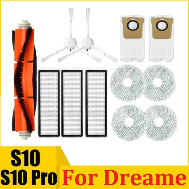 

12Pcs Replacement Spare Parts Kit for Dreame S10/S10 Pro Robot Vacuum Cleaner Main Side Brush Filter Mop Cloth Dust Bag