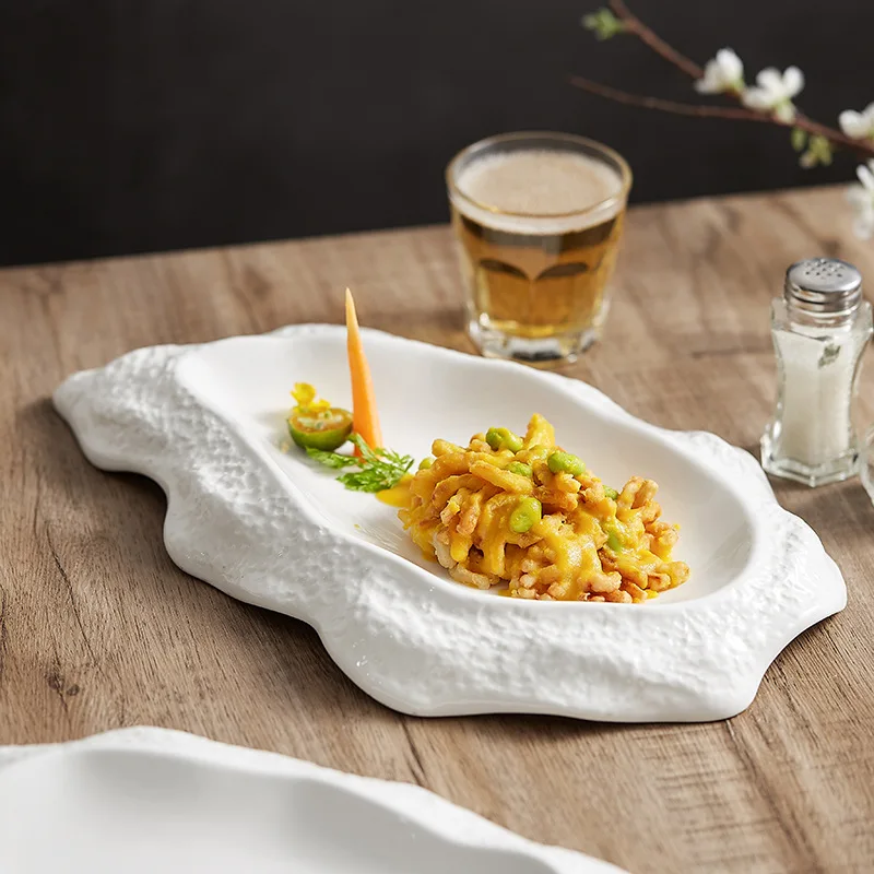 

Creative ceramic white dumplings oyster plate commercial restaurant sashimi dessert plate household dish
