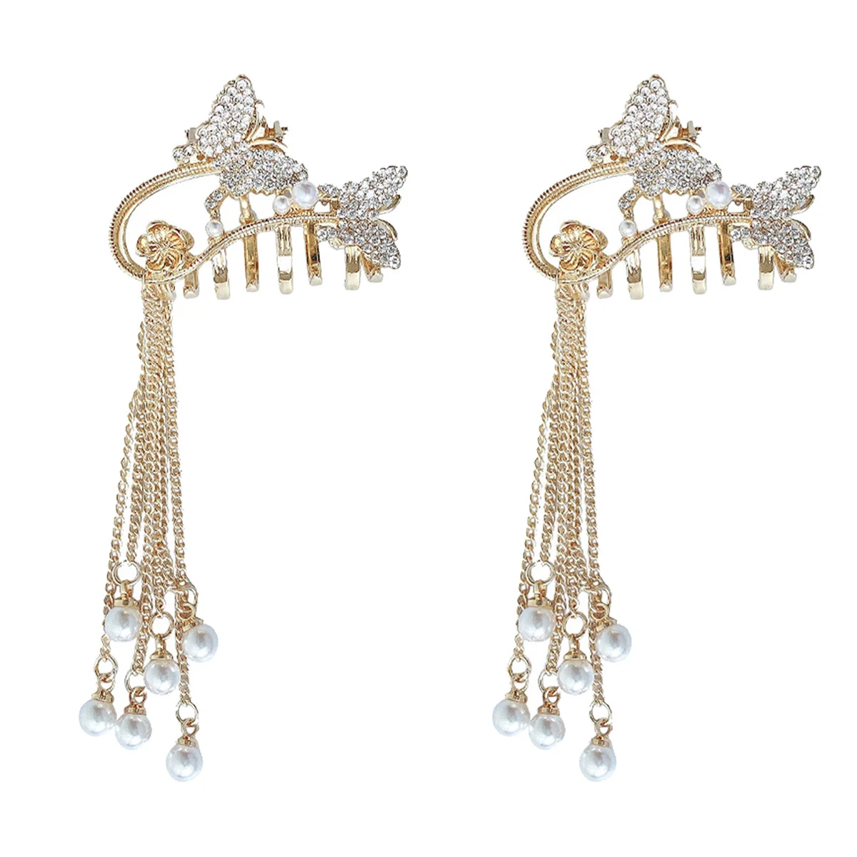 

2 Pcs Tassel Hair Clip Jaw Butterflies Claw Girls Hair Clips Women Clips Wedding Grip Clamp