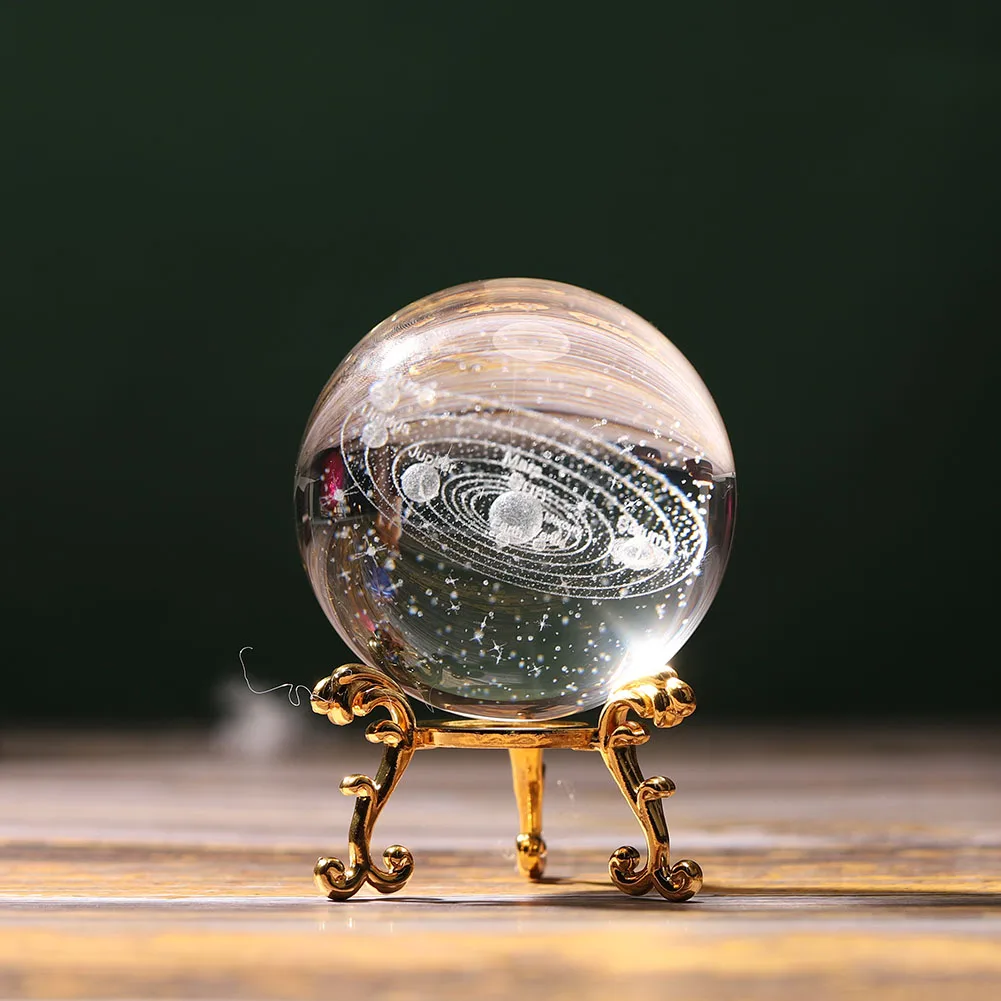 

6 см кристальная солнечная система планеты Глобус 3D лазерная гравировка сфера шар с основанием восемь планет настольные украшения