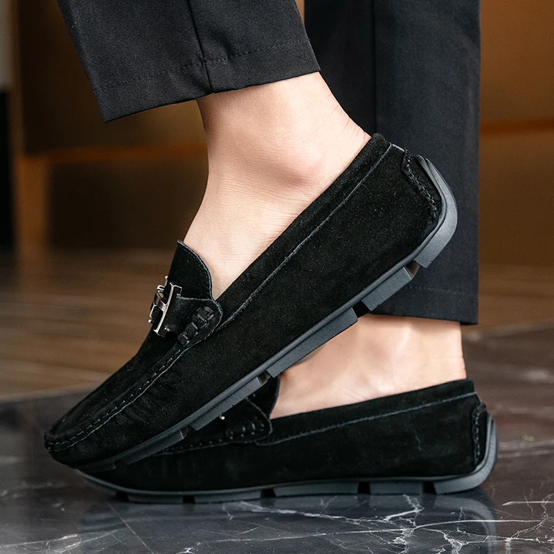 2023 Shoes Women 100% Genuine Leather Women Flat Shoes Casual Loafers Slip On Flats Shoes Moccasins Lady Driving Shoes