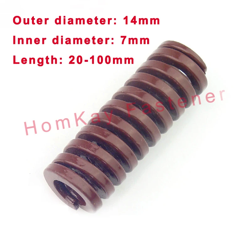 

1/2PCS Brown Extra Heavy Load Die Spring Outer Dia 14mm*Inner Dia 7mm*Length 20-100mm Spiral Stamping Compression Die Spring