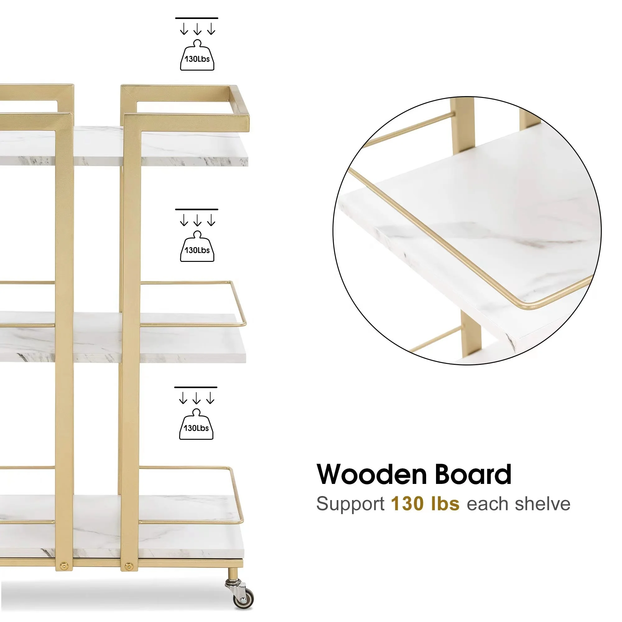 Маникюрная тележка розового золота парикмахерская на колесиках металлический