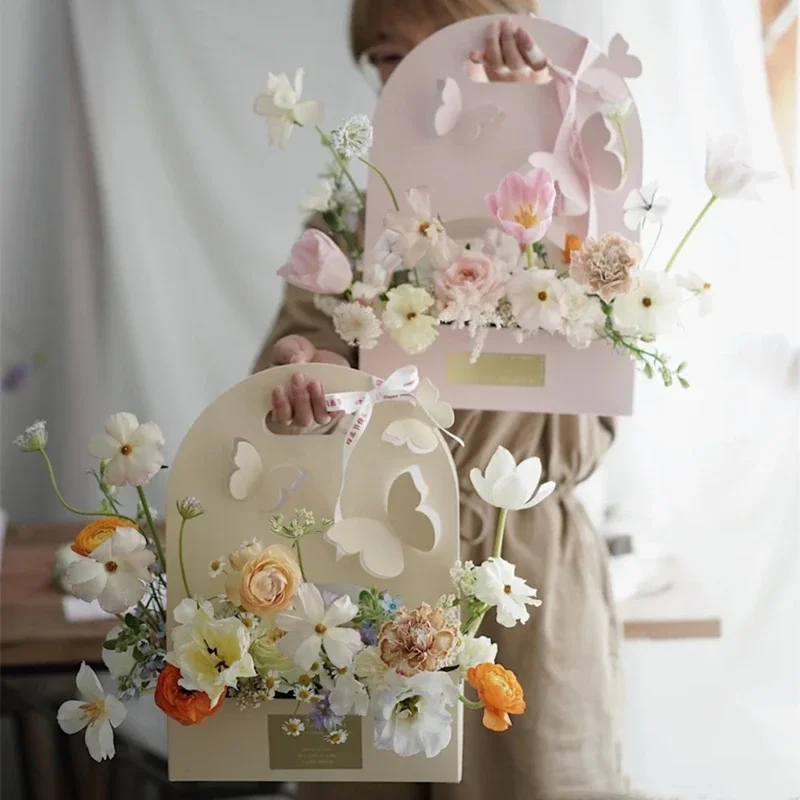 Сумка-букет бабочка корзина с выдолбленной ручкой упаковочная бумага коробка