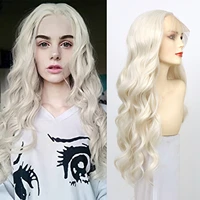 white lace front wigs for women body wave side part synthetic lace front wigs half hand tied heat resistant fiber hair 24