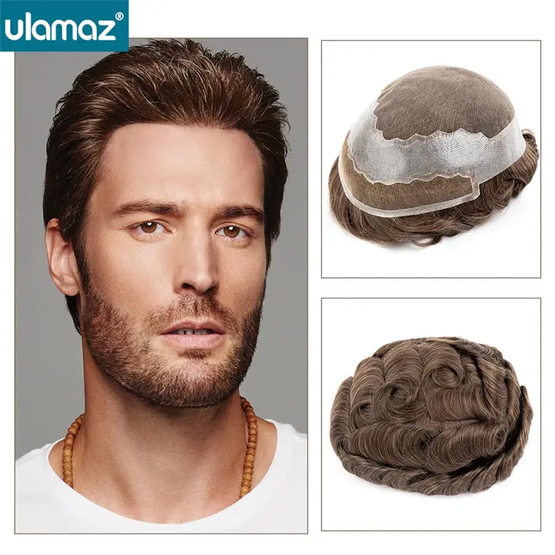 Протез волос Premier Swiss на сетке для мужчин парик из искусственных с отбеливателем