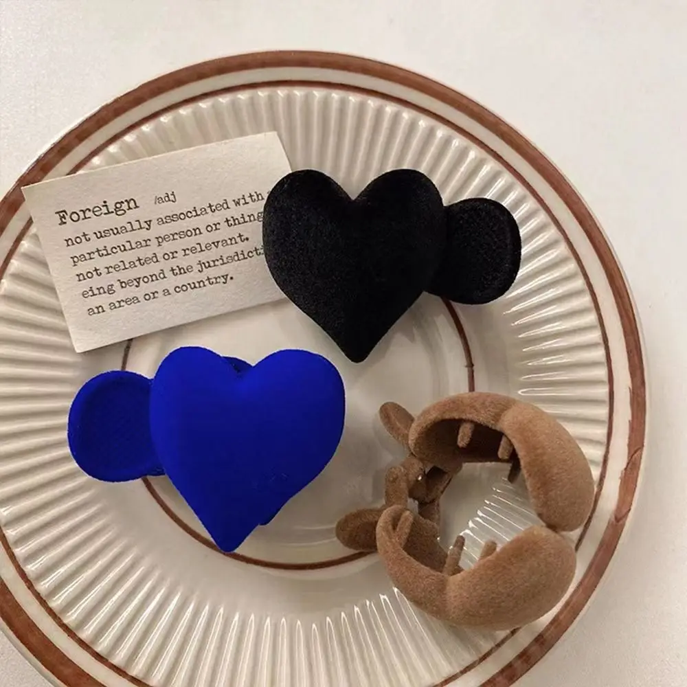 

Flocking Love Hairpin Clip Hair Claw Red Velvet Cloth Small Grab Clip Female Hair Accessories Korean Style Headwear