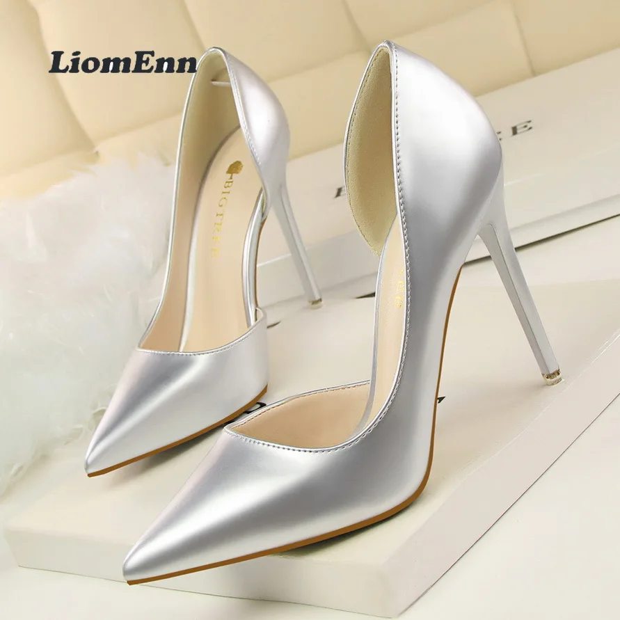 

Elegant Pointed Toe Thin High Heels Pumps Women Party Wedding Shoes 2022 Spring Summer Silver Red Black White Women Pumps Sexy