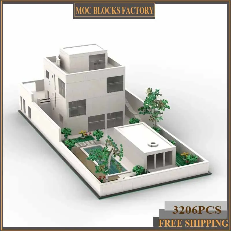 Городской вид на улицу Moc строительные блоки вилла с садом модульная модель