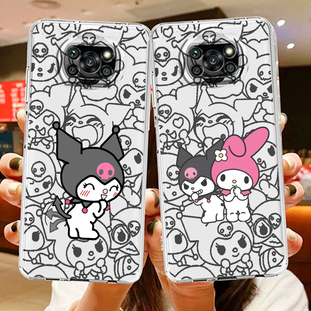 

Cartoon Kuromi Girl For Xiaomi Civi 3 Poco X5 X4 X3 X2 NFC F5 F4 F3 GT M5s M4 M3 Pro C50 C40 Transparent Phone Case